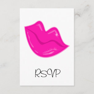 RSVP-kaart  Roze Lipjes op wit RSVP Kaartje