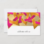 RSVP-kaart Roze Oranje ster van David op elke kleu Kaart (Voorkant)