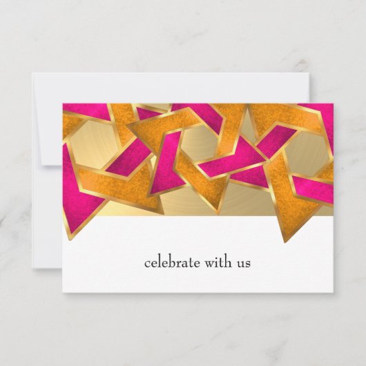 RSVP-kaart Roze Oranje ster van David op elke kleu Kaart (Voorkant)