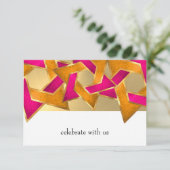 RSVP-kaart Roze Oranje ster van David op elke kleu Kaart (Staand voorkant)