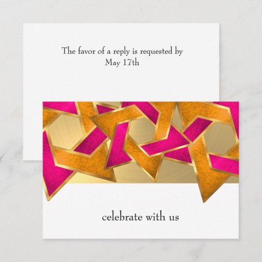 RSVP-kaart Roze Oranje ster van David op elke kleu Kaart (Voorkant / Achterkant)