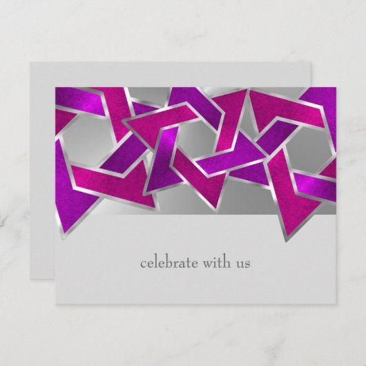 RSVP-kaart Roze Paarse ster van David op elke kleu Kaart (Voorkant / Achterkant)