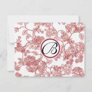 RSVP-kaart-roze roze rozen maroon - vervormd patro RSVP Kaartje