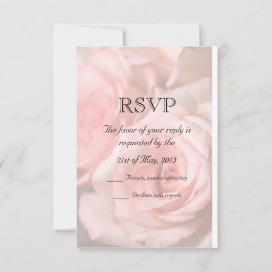 RSVP-kaart Roze rozen RSVP Kaartje (Voorkant)