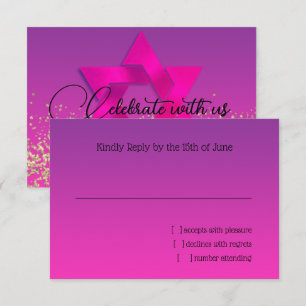 RSVP-kaart Roze tot Paarse Ombre met ster RSVP Kaartje