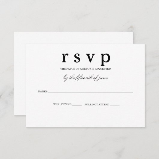 RSVP-kaart RSVP Kaartje (Voorkant / Achterkant)