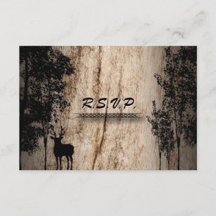 RSVP-kaart Rustic Board Deer Treer RSVP Kaartje