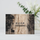RSVP-kaart Rustic Board Deer Treer RSVP Kaartje (Staand voorkant)