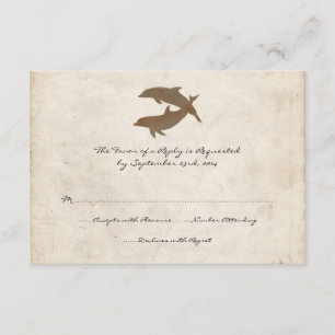 RSVP-kaart Rustic Dolphins Beach Wedding RSVP Kaartje