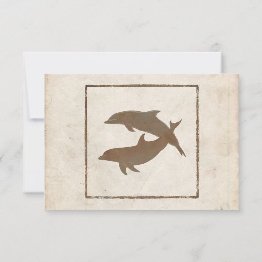 RSVP-kaart Rustic Dolphins Beach Wedding RSVP Kaartje (Achterkant)