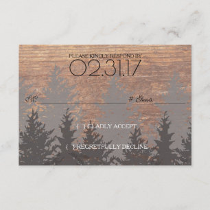 RSVP-kaart Rustic Pine Tree Wedding RSVP Kaartje