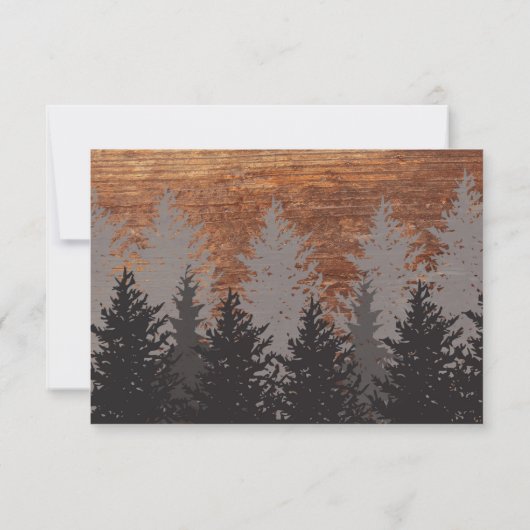 RSVP-kaart Rustic Pine Tree Wedding RSVP Kaartje (Achterkant)