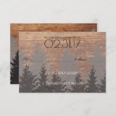 RSVP-kaart Rustic Pine Tree Wedding RSVP Kaartje (Voorkant / Achterkant)