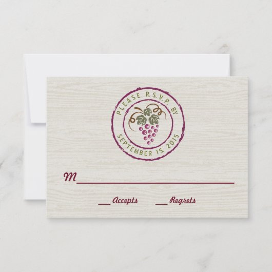 RSVP-kaart Rustic Vineyard Wedding RSVP (Achterkant)