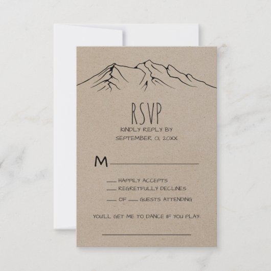 RSVP-kaart Rustic Woodsy Mountain Song Request RSV RSVP Kaartje (Voorkant)