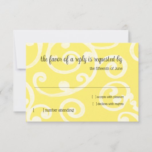RSVP-kaart schuifpatroon geel RSVP Kaartje (Voorkant)