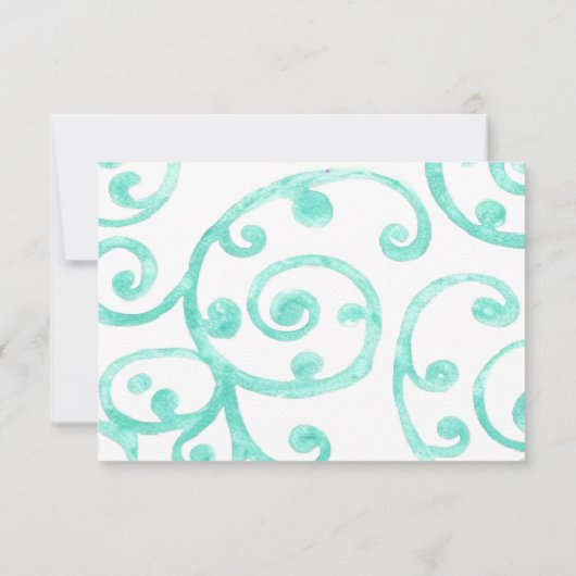RSVP-kaart Scroll Pattern Aqua RSVP Kaartje (Achterkant)