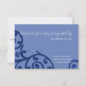 RSVP-kaart Scroll Pattern Blue RSVP Kaartje (Voorkant)