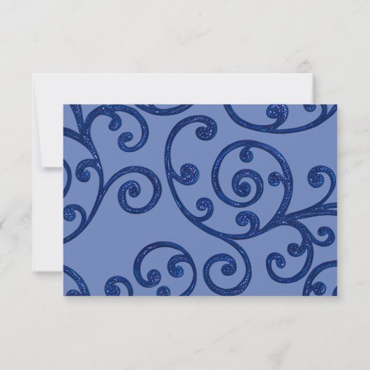 RSVP-kaart Scroll Pattern Blue RSVP Kaartje (Achterkant)