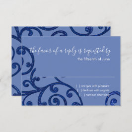 RSVP-kaart Scroll Pattern Blue RSVP Kaartje