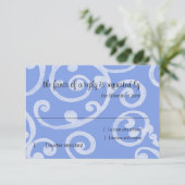 RSVP-kaart Scroll Pattern Blue RSVP Kaartje (Staand voorkant)
