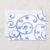 RSVP-kaart Scroll Pattern Blue RSVP Kaartje (Achterkant)