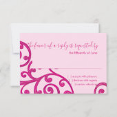 RSVP-kaart Scroll Pattern Roze RSVP Kaartje (Voorkant)