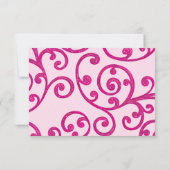 RSVP-kaart Scroll Pattern Roze RSVP Kaartje (Achterkant)