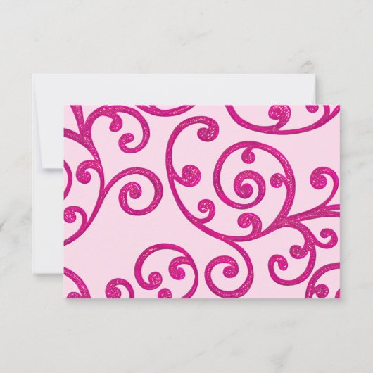 RSVP-kaart Scroll Pattern Roze RSVP Kaartje (Achterkant)
