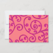 RSVP-kaart Scroll Pattern Roze RSVP Kaartje (Achterkant)