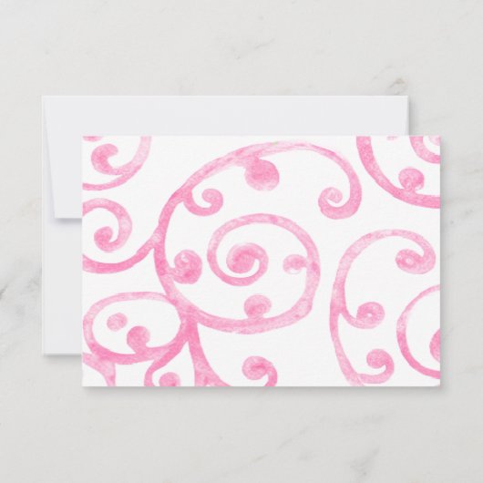 RSVP-kaart Scroll Pattern Roze RSVP Kaartje (Achterkant)