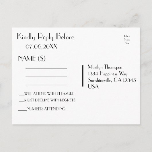 RSVP-kaart Silver Confetti Uitnodiging Briefkaart (Achterkant)