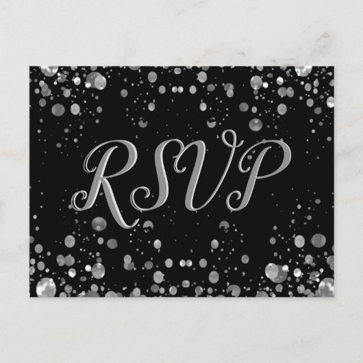 RSVP-kaart Silver Confetti Uitnodiging Briefkaart (Voorkant)