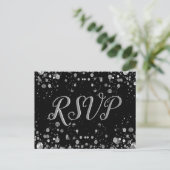 RSVP-kaart Silver Confetti Uitnodiging Briefkaart (Staand voorkant)