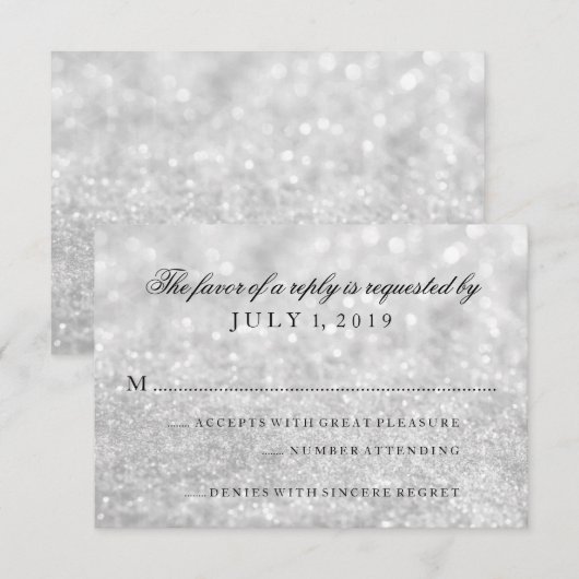 RSVP-kaart - Silver Glit Fab RSVP Kaartje (Voorkant / Achterkant)