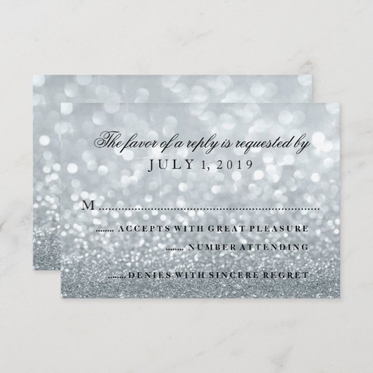 RSVP-kaart - Silver Glit Fab RSVP Kaartje (Voorkant / Achterkant)
