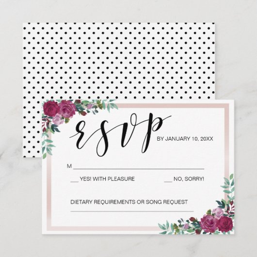 RSVP-kaart sjabloon floreel lijst (Voorkant / Achterkant)