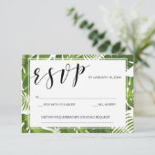 RSVP kaart sjabloon Tropical Elegant bruiloft (Staand voorkant)