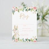 RSVP-kaart Sommige Bunny Blush Floral Informatiekaartje (Staand voorkant)