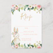 RSVP-kaart Sommige Bunny Blush Floral Informatiekaartje (Voorkant)