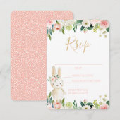 RSVP-kaart Sommige Bunny Blush Floral Informatiekaartje (Voorkant / Achterkant)