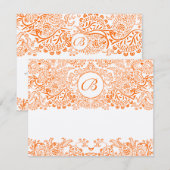 RSVP-kaart Tortelduifjes Oranje koraal SINAASAPPEL RSVP Kaartje (Voorkant / Achterkant)