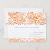 RSVP-kaart Tortelduifjes Oranje koraal SINAASAPPEL RSVP Kaartje (Achterkant)