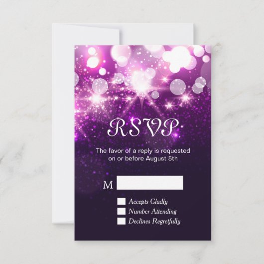 RSVP-kaart - Trendy Paarse Glitter Schitteringen RSVP Kaartje (Voorkant)