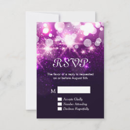 RSVP-kaart - Trendy Paarse Glitter-sparkels RSVP Kaartje