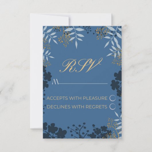 RSVP Kaart Trouwen Elegante Bladeren (Voorkant)