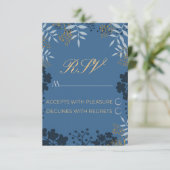 RSVP Kaart Trouwen Elegante Bladeren (Staand voorkant)