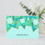 RSVP-kaart Turquoise Aqua Star van David Kaart (Staand voorkant)