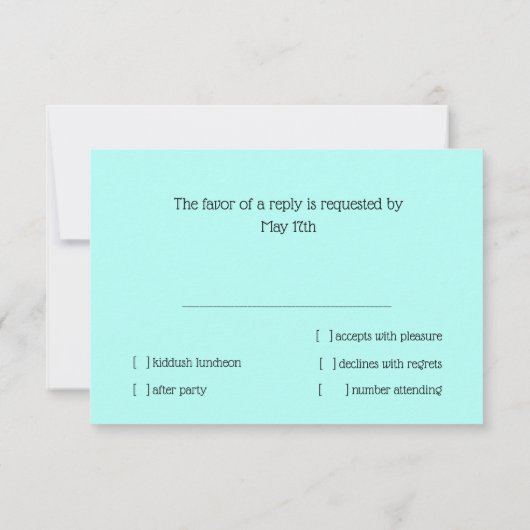 RSVP-kaart Turquoise Aqua Star van David Kaart (Achterkant)