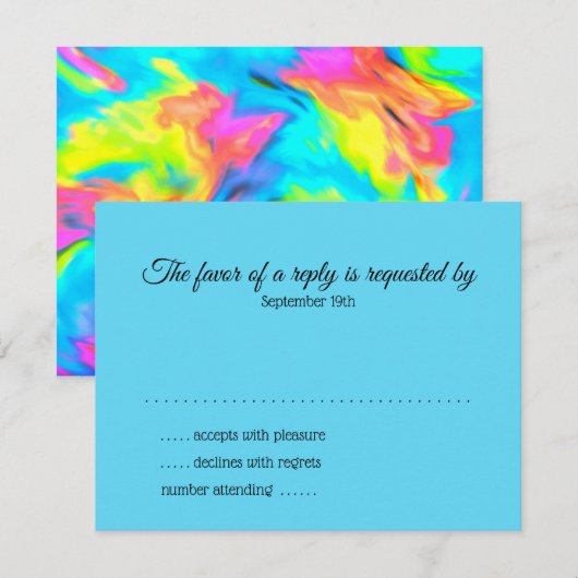 RSVP-kaart Turquoise Blue Limoen roze tinkleurstof RSVP Kaartje (Voorkant / Achterkant)